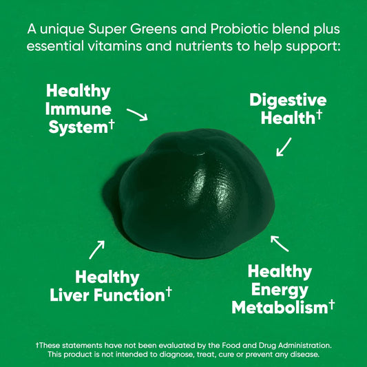 Close-up of Goli SuperGreen label showing 300 count