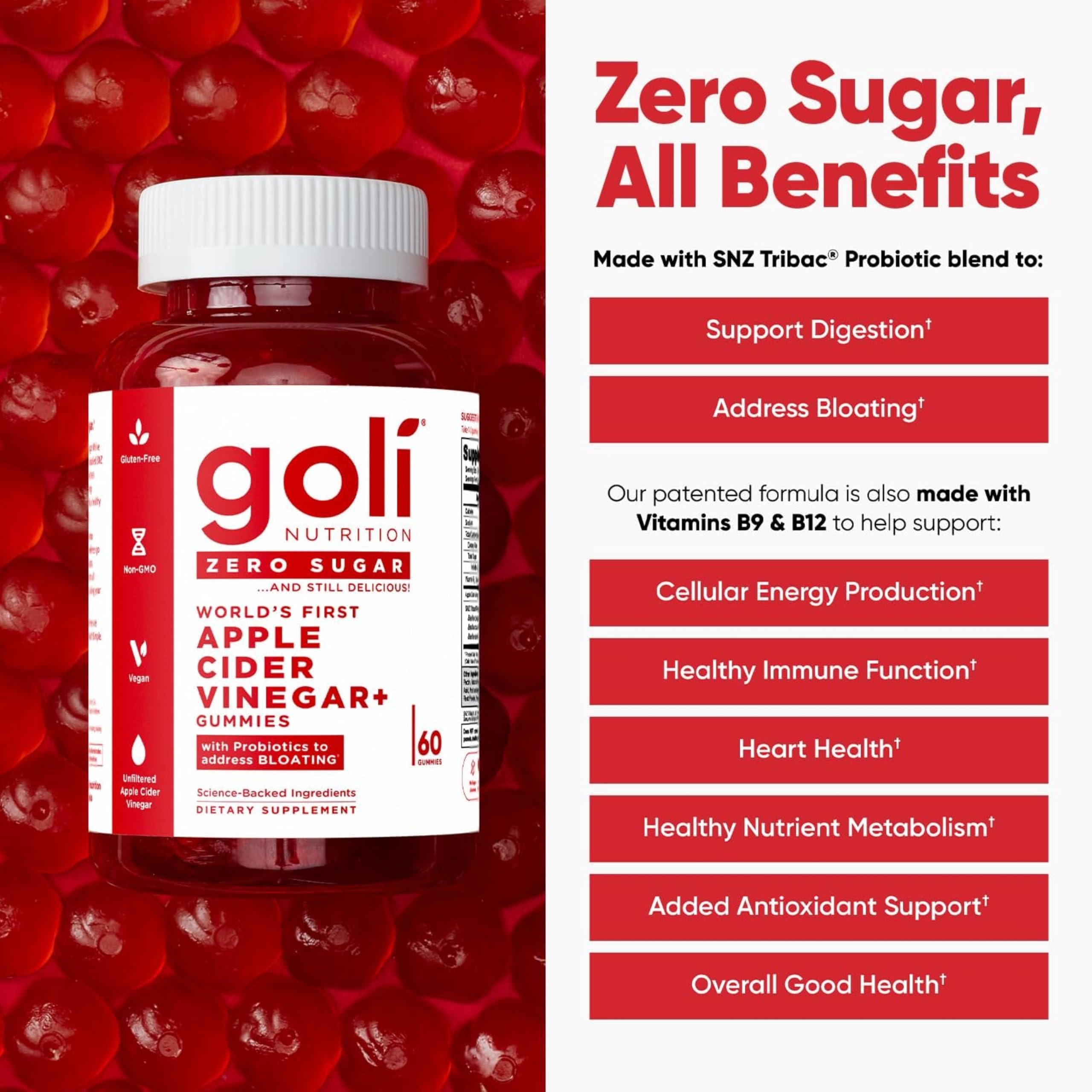 Goli bottle open with gummies visible for convenient daily use