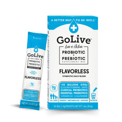 GoLive synbiotic powder 28-count box packaging