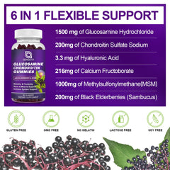 GONGOTA glucosamine-chondroitin gummies label view shows clear ingredients.