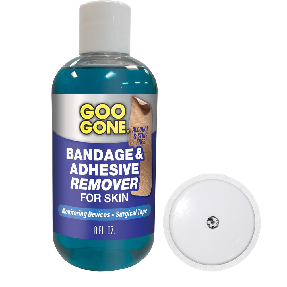 Goo Gone Skin Adhesive Remover 8oz bottle for gentle residue removal.