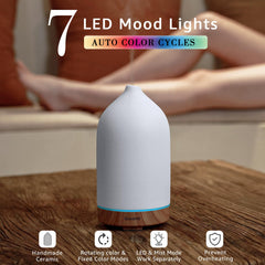 Close-up of artisan ceramic diffuser showing matte glaze texture