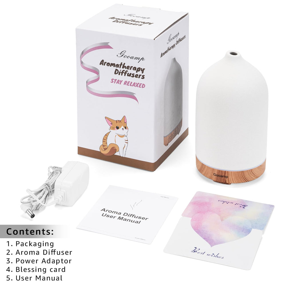 Gift-ready Gooamp ceramic essential oil diffuser package