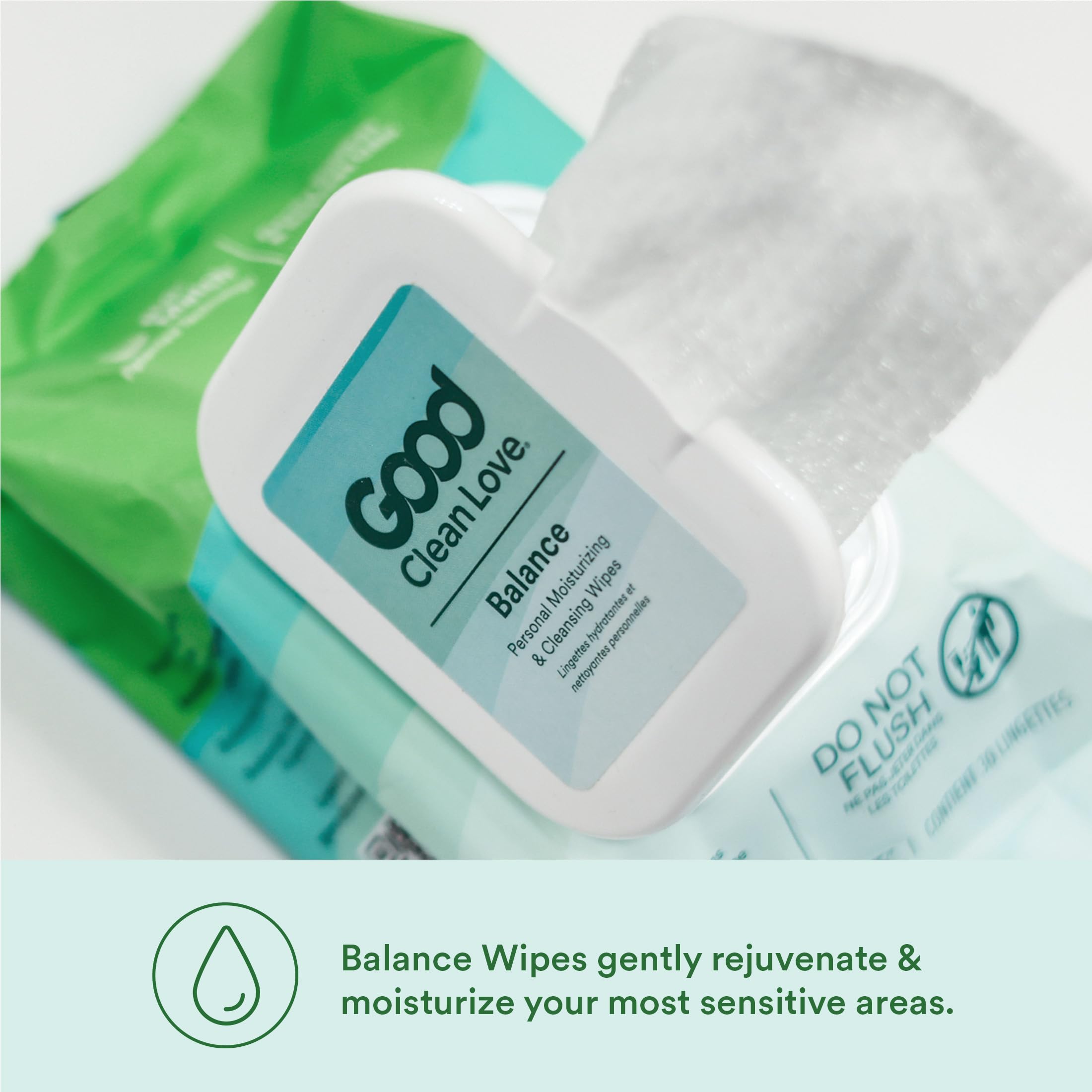 Good Clean Love Balance wipes packaging varies but quality remains.