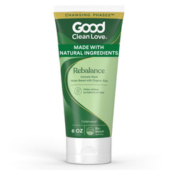 Good Clean Love Rebalance bottle close-up for daily intimate cleansing