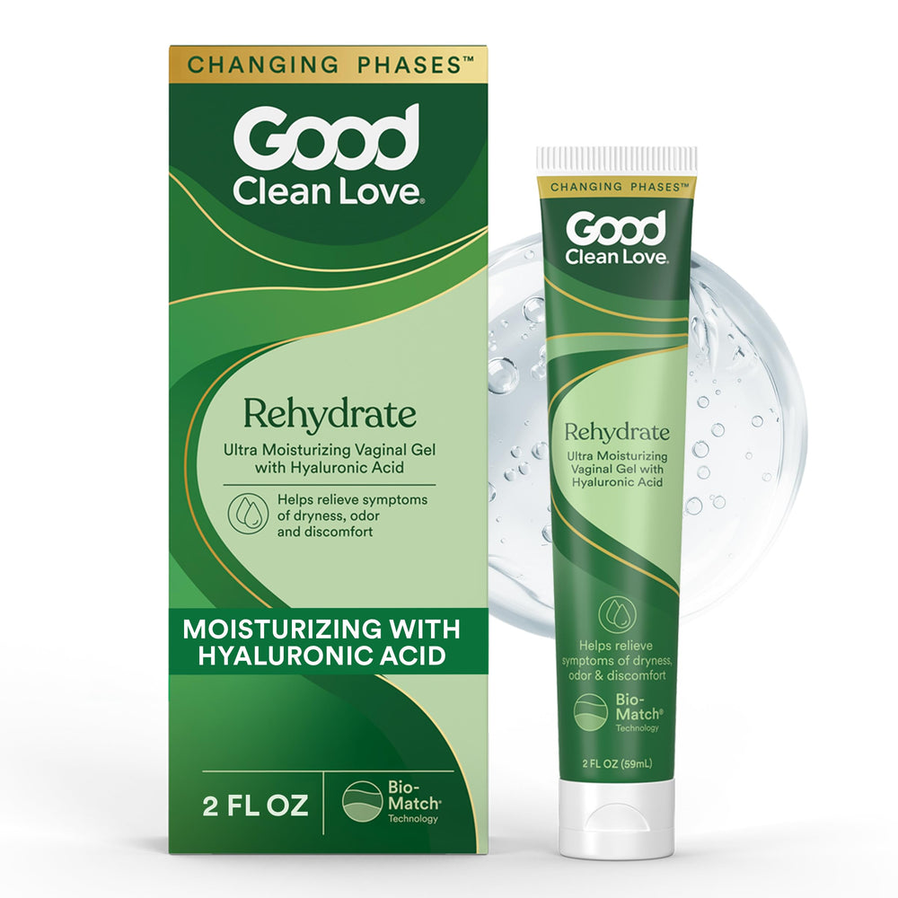 Good Clean Love Rehydrate bottle for long lasting vaginal moisture relief.