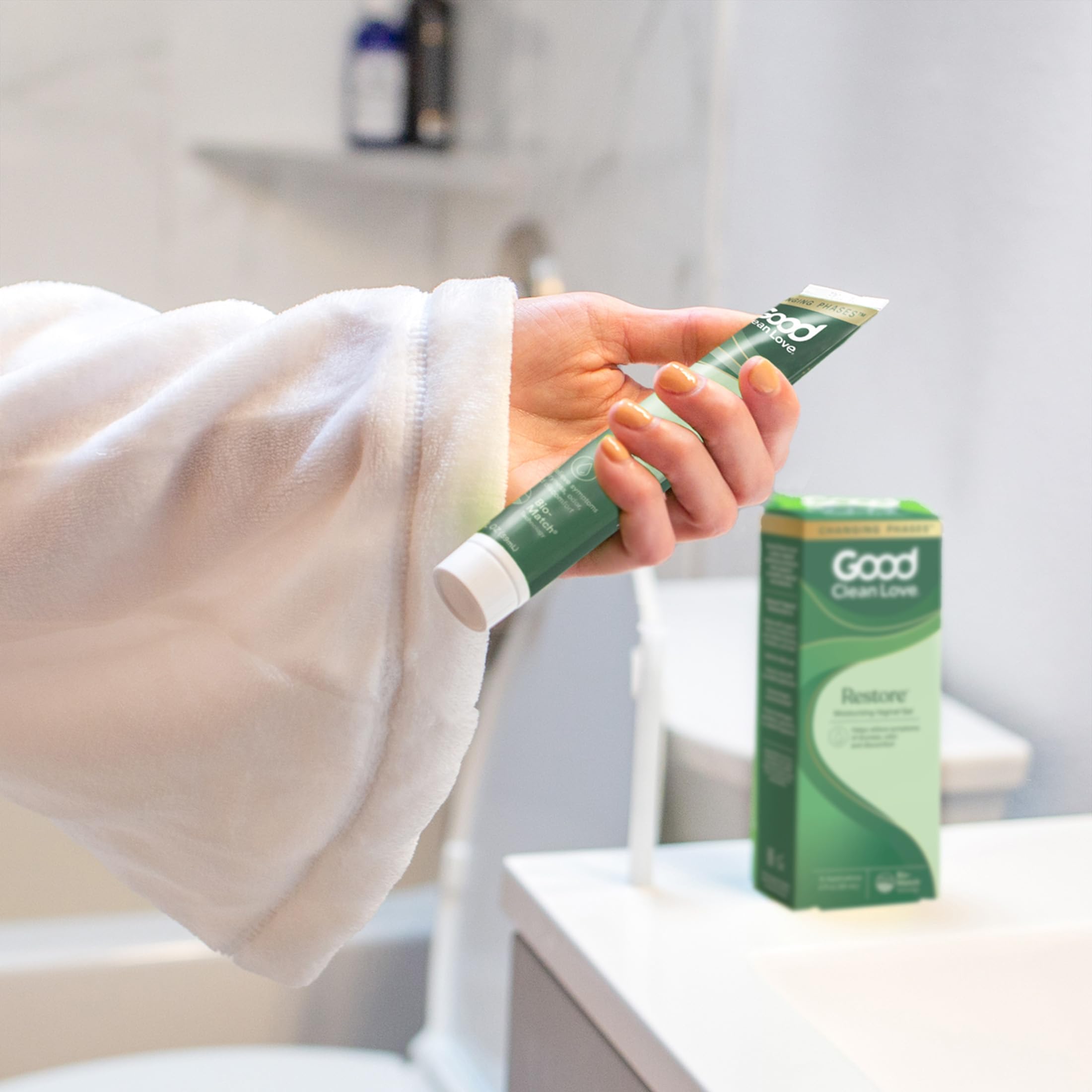 Good Clean Love Restore 2oz-packaging signals portable, discreet protection for on-the-go needs.