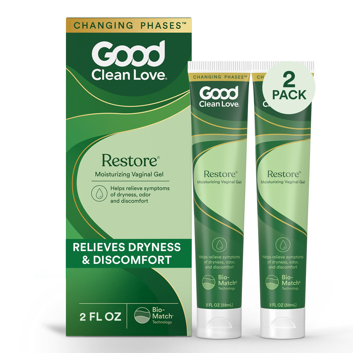 Good Clean Love Restore applicator-in-use provides discreet targeted moisture for comfort during intimacy.