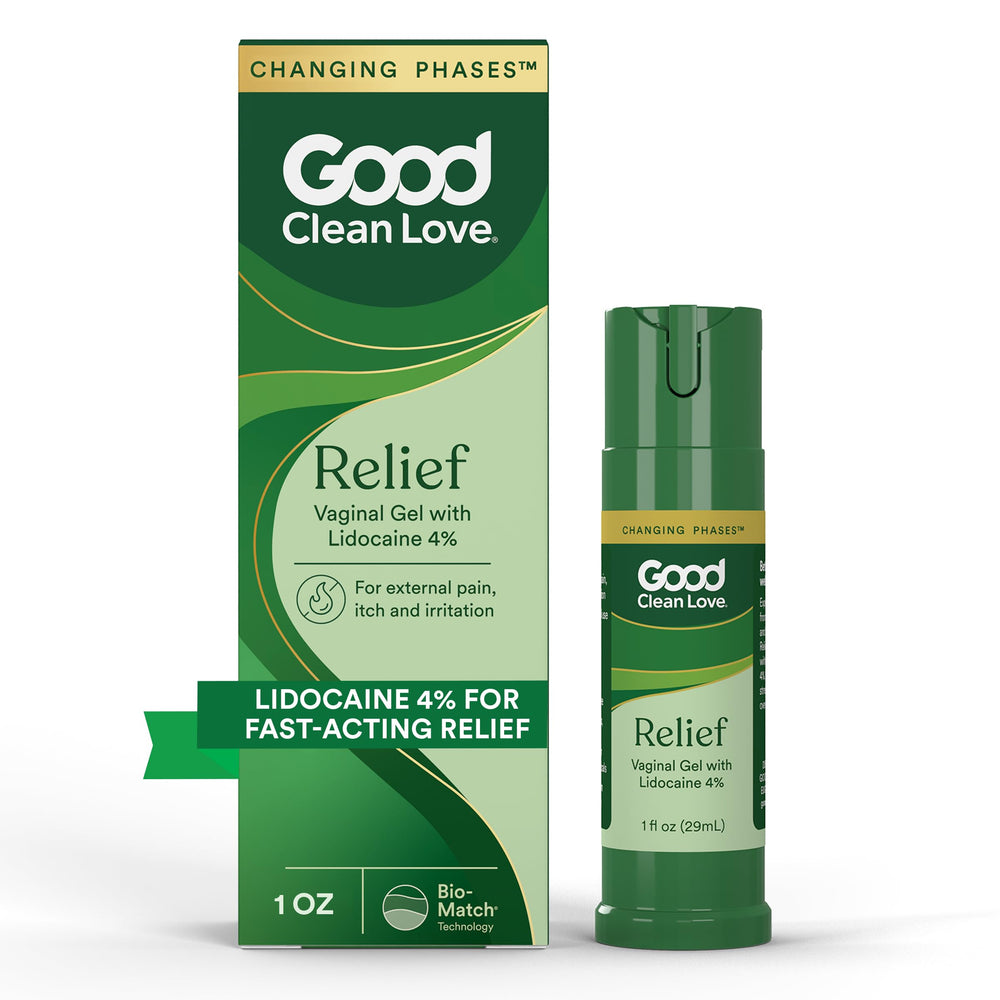 Good Clean Love gel bottle partially opened for easy external application and comfort