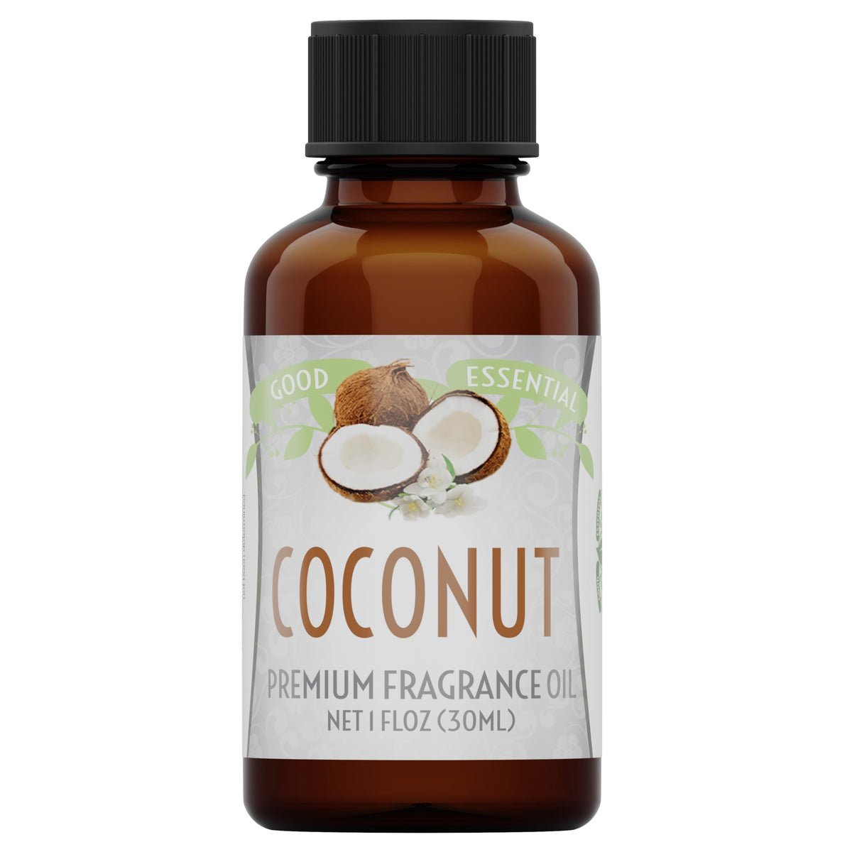 Good Essential Coconut Fragrance Oil 30ml in amber glass bottle for candles, soaps, lotions and diffusers.