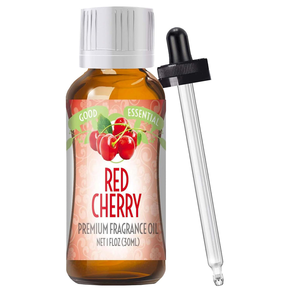 1 oz amber glass bottle of Good Essential Red Cherry Fragrance Oil