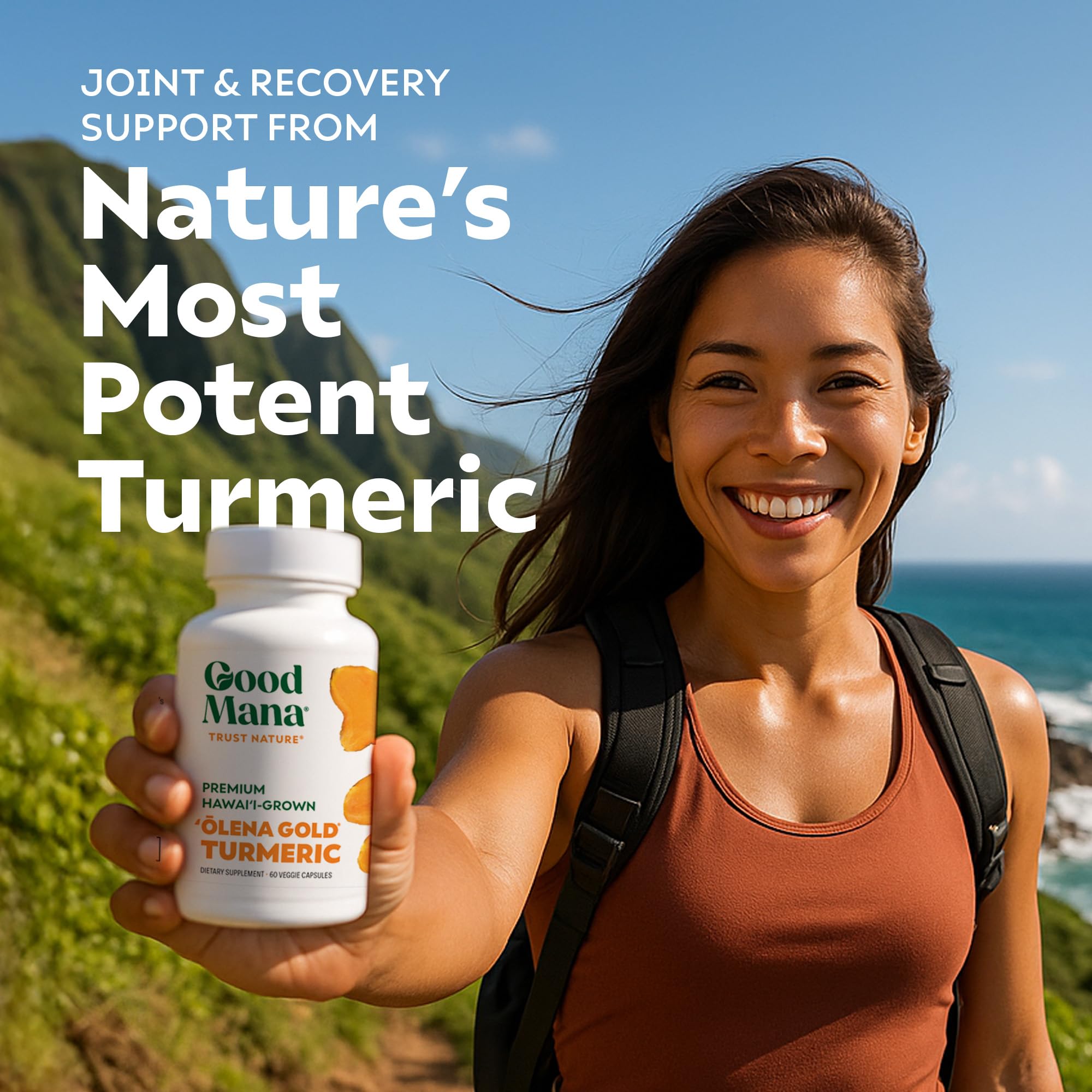 Turmeric extract capsules arranged in a line