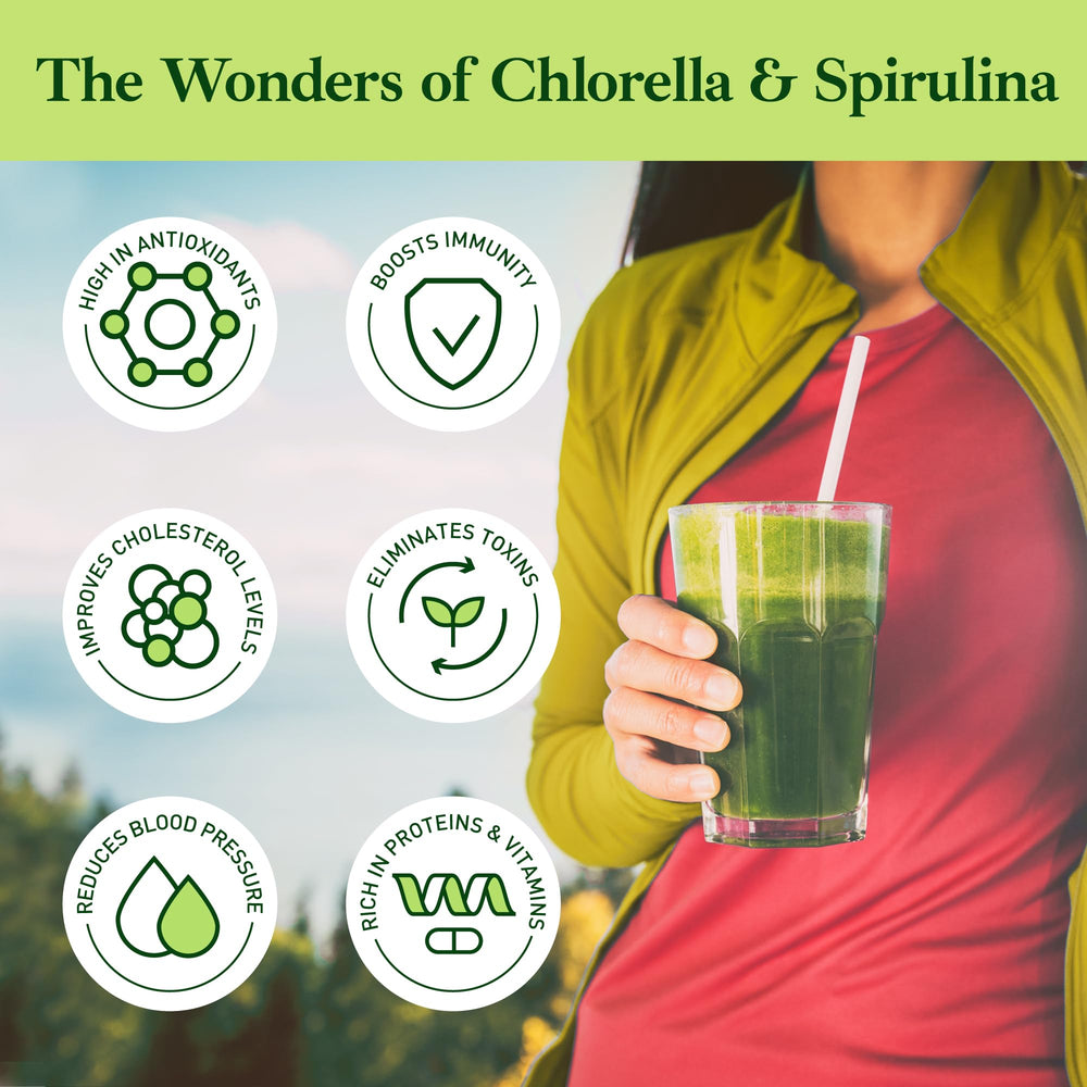 Non-GMO label on Good Natured chlorella spirulina powder