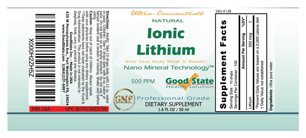 Liquid ionic lithium drops by Good State in a bottle and dropper