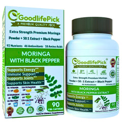 GoodlifePick Moringa Capsules with Black Pepper and 50:1 Moringa Extract – 90 count