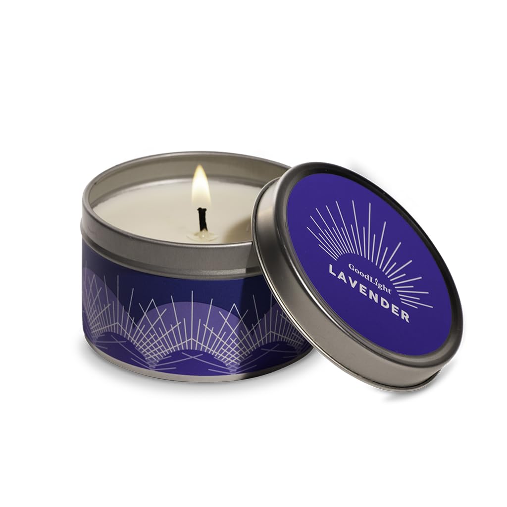 GoodLight lavender paraffin-free scented travel candle in tin
