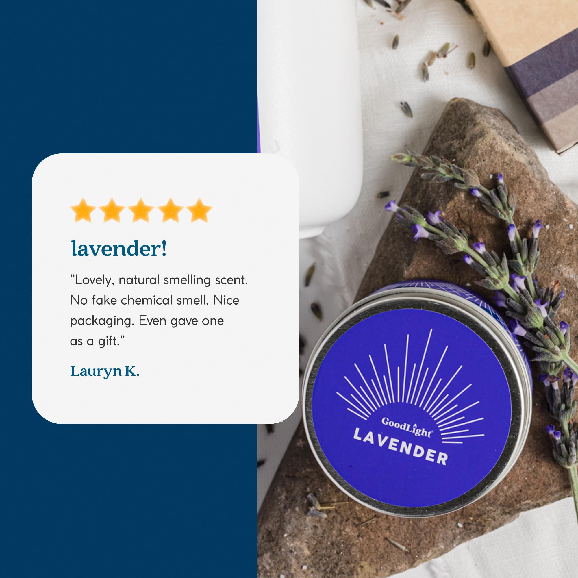 Outdoor picnic setting with lavender candle