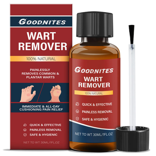 Goodnites wart remover bottle ready for precise at-home wart treatment.