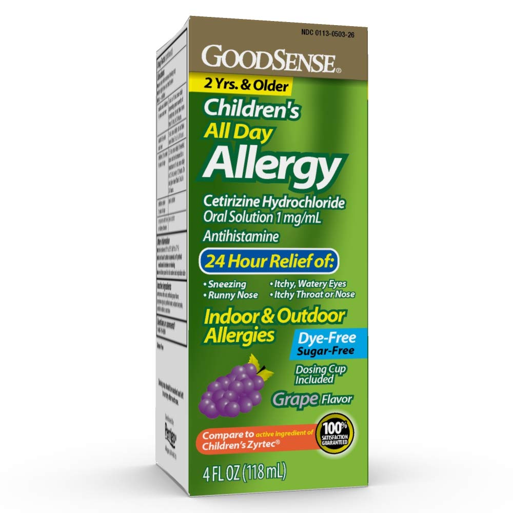 GoodSense Children's All Day Allergy Cetirizine Hydrochloride Oral Solution 1 mg/mL Grape Flavor bottle