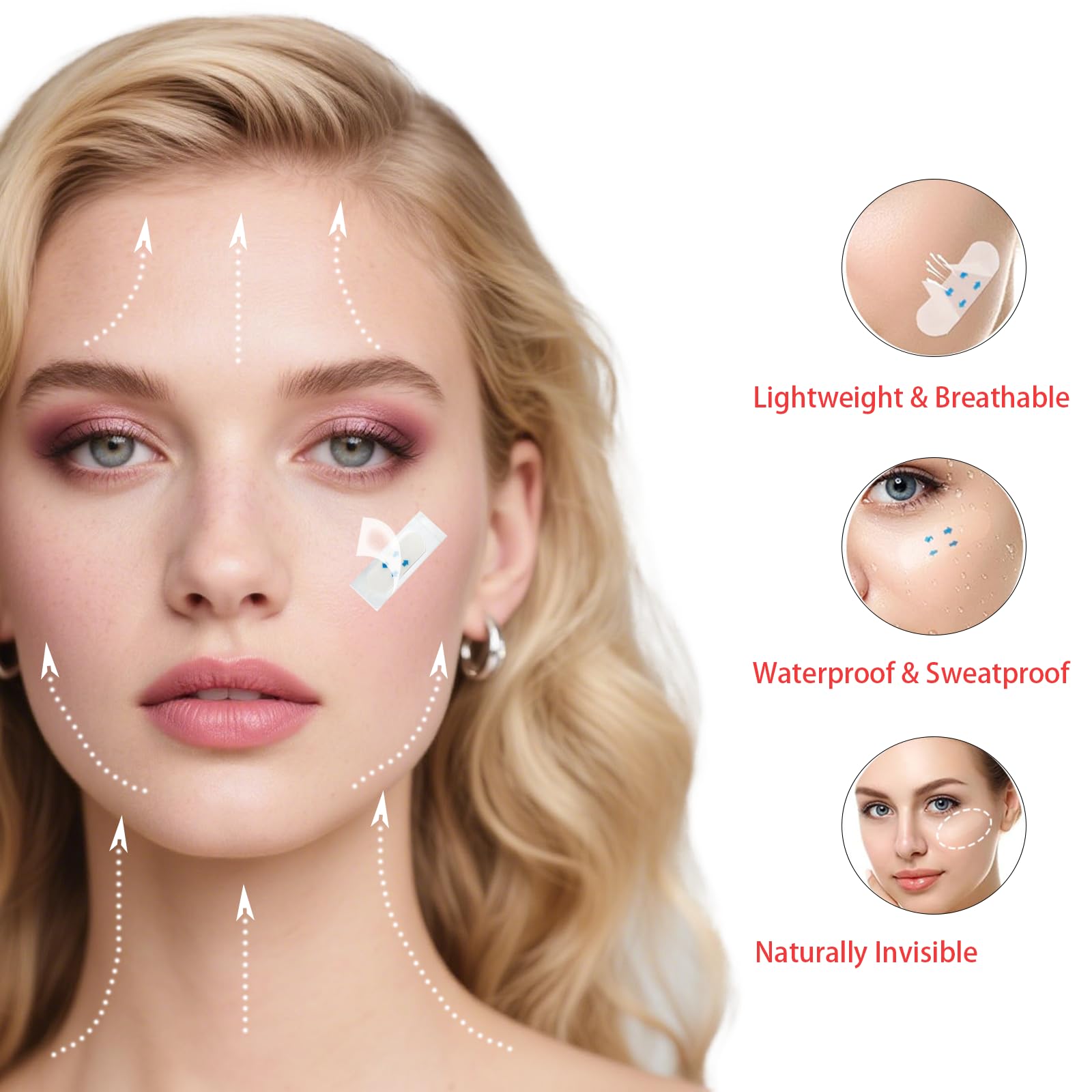 Gooprad Invisible Face-Lift Tape under makeup for invisible contour and blend.