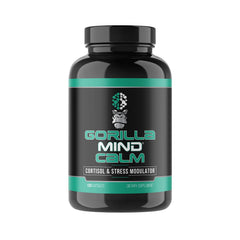 Gorilla Mind Calm bottle front view highlighting stress relief and daily relaxation.