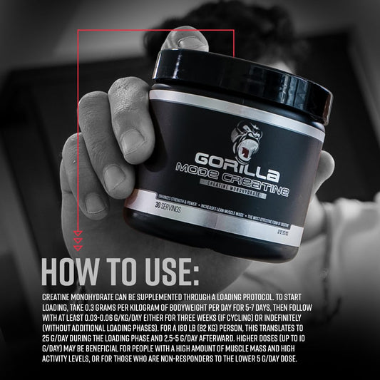Serving scoop of Gorilla Mind Creatine Monohydrate Micronized Powder
