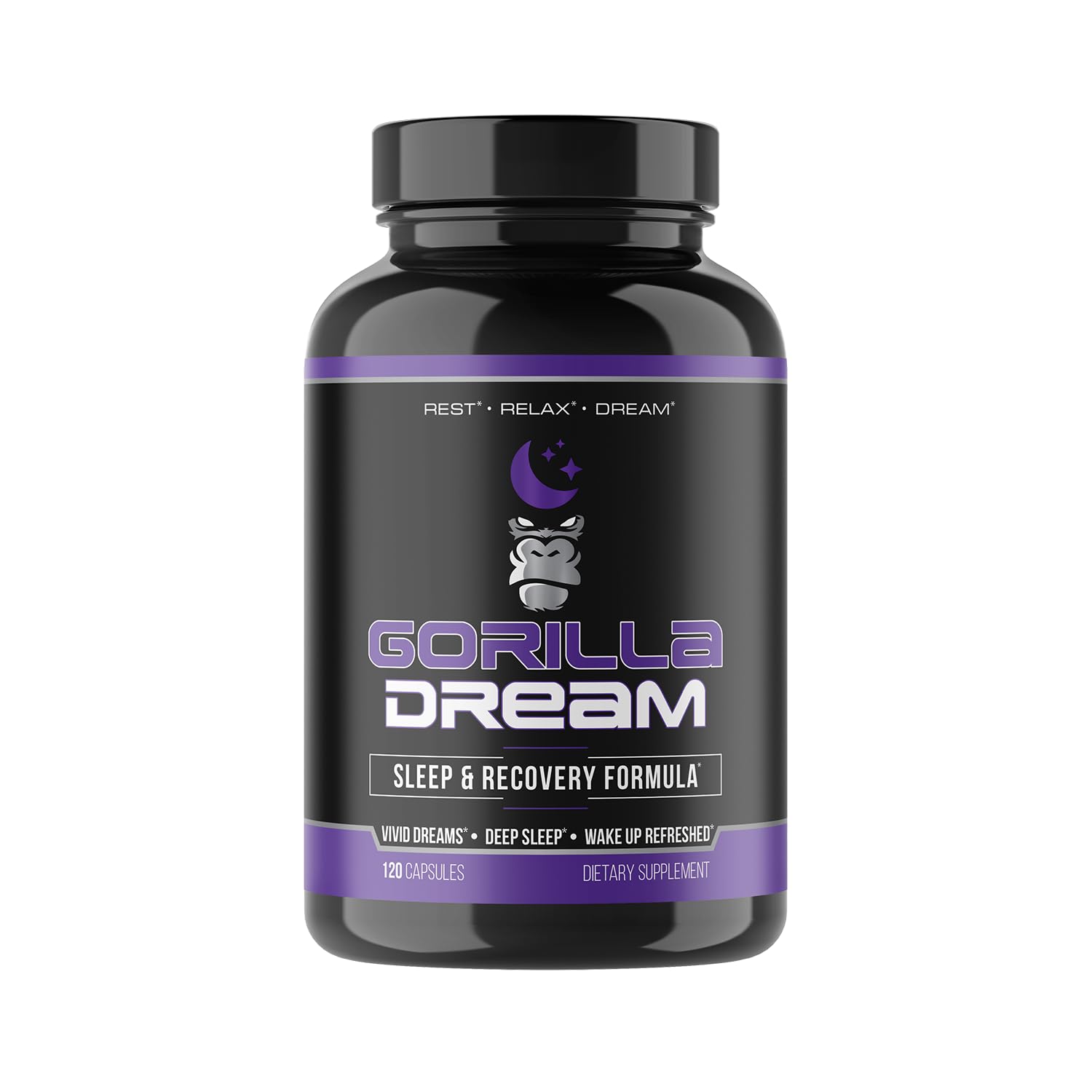 Gorilla Mind Dream Sleep bottle with capsules for restful nights and recovery.
