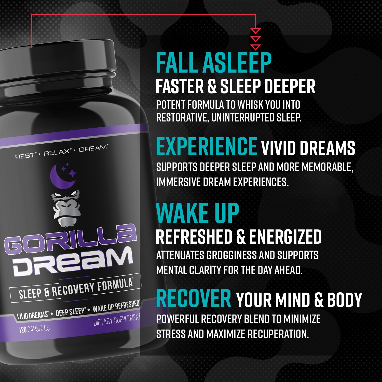 Gorilla Mind Dream Sleep on nightstand suggesting a calm bedtime routine.