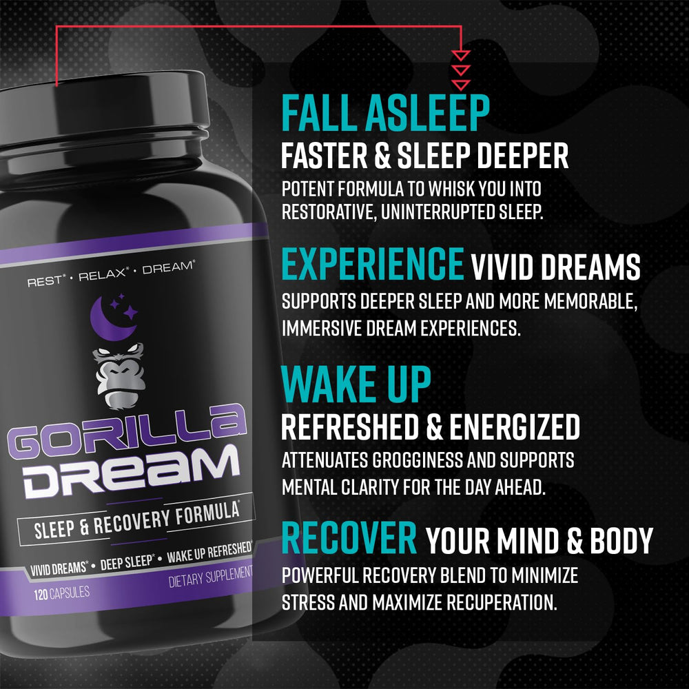 Gorilla Mind Dream Sleep on nightstand suggesting a calm bedtime routine.