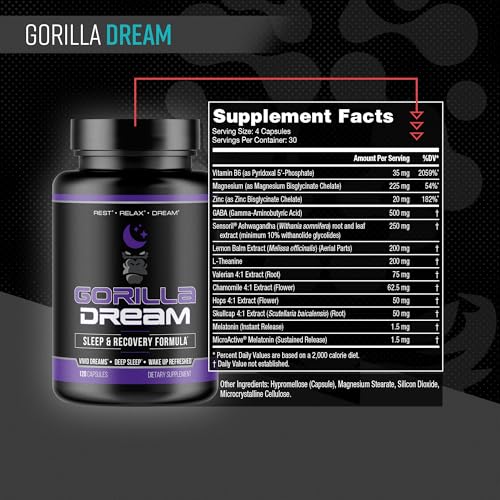 Close-up of Gorilla Mind Dream bottle label