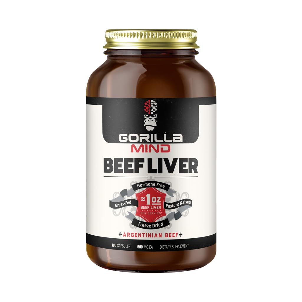 Gorilla Mind Grass-Fed Argentinian Beef Liver bottle and capsules