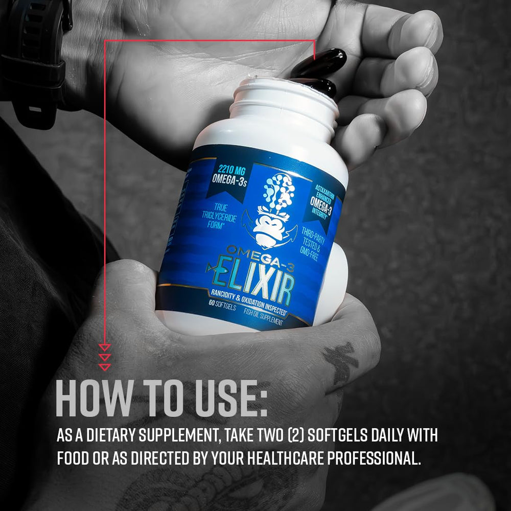 Gorilla Mind Omega-3 Elixir pour shot showing lemon scent and smooth pour