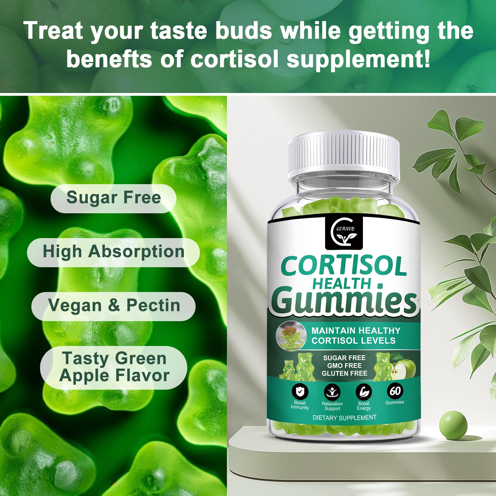 GORNVB Cortisol Gummies packaging and bottle
