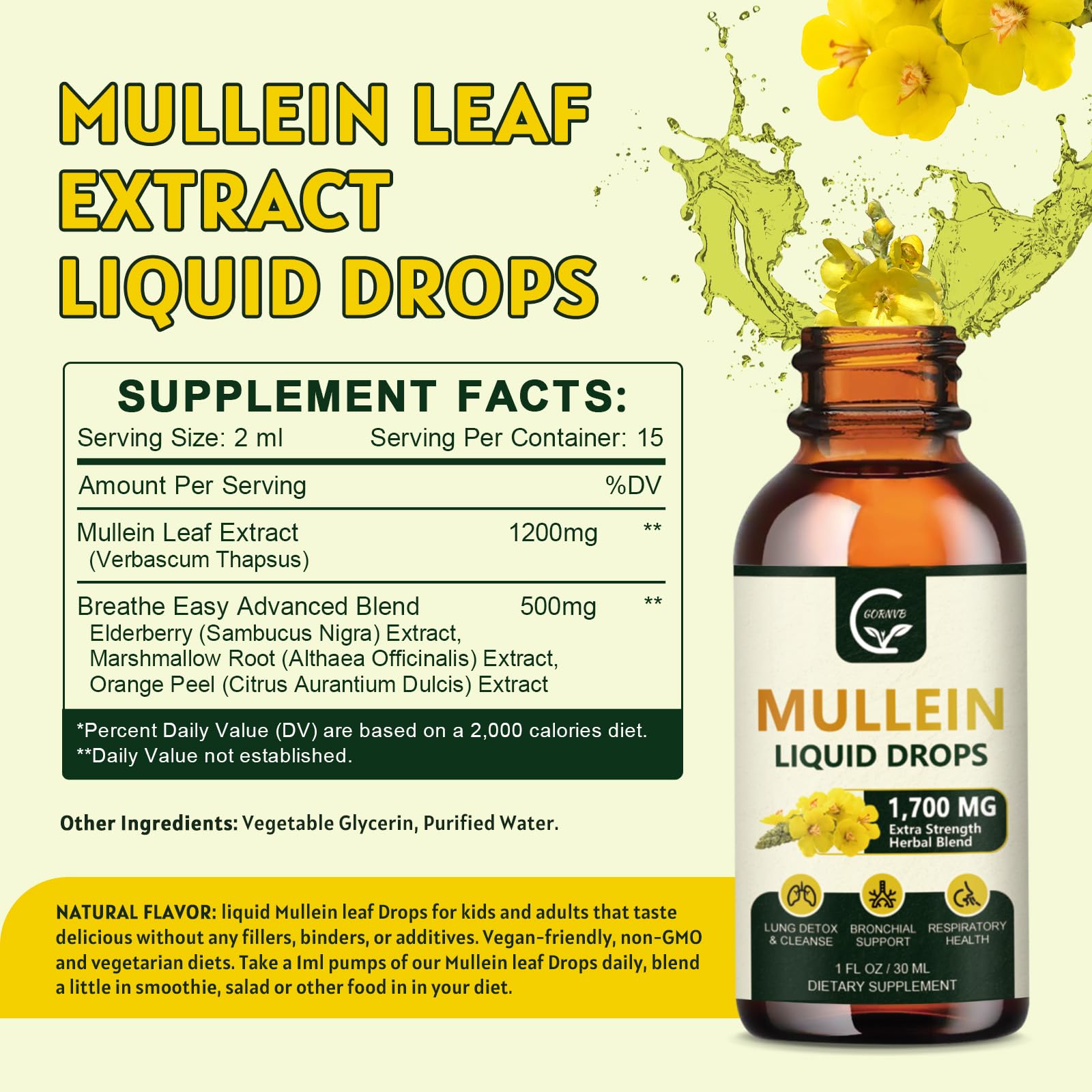 Dropper releasing mullein liquid for respiratory support