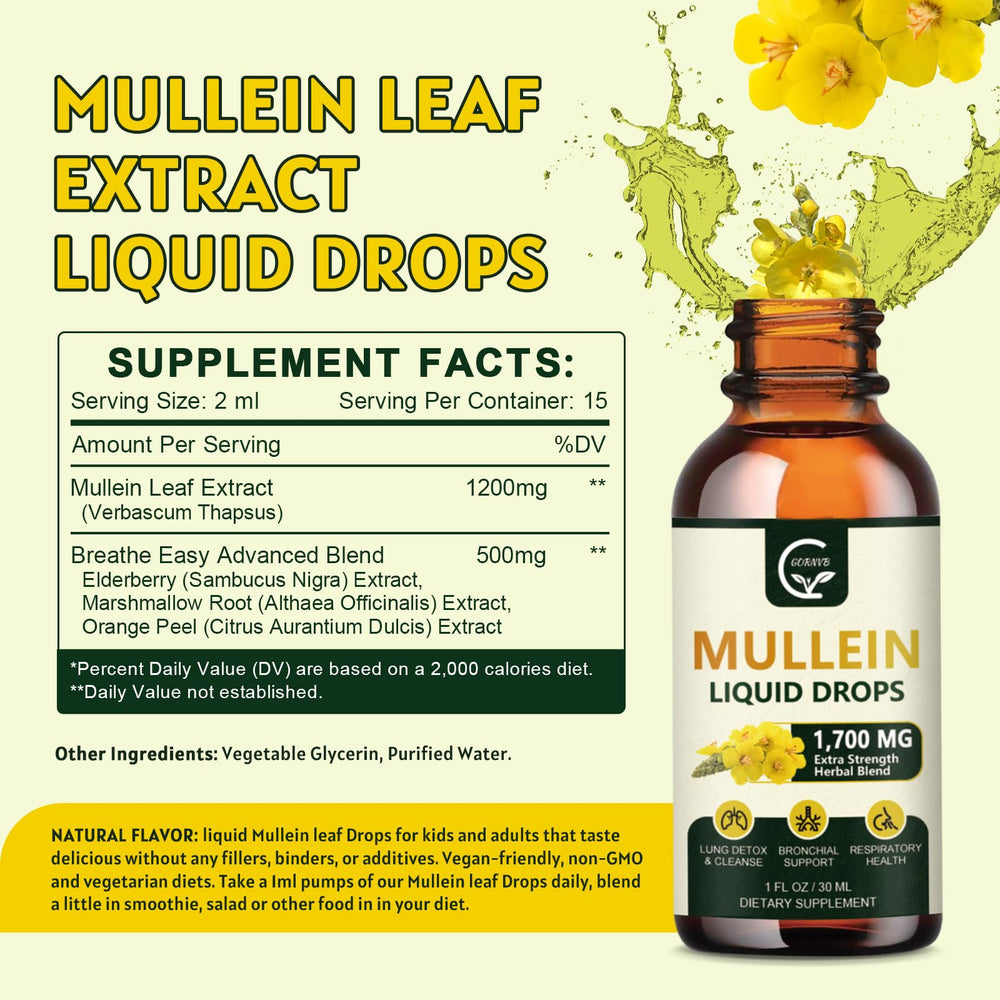 Dropper releasing mullein liquid for respiratory support