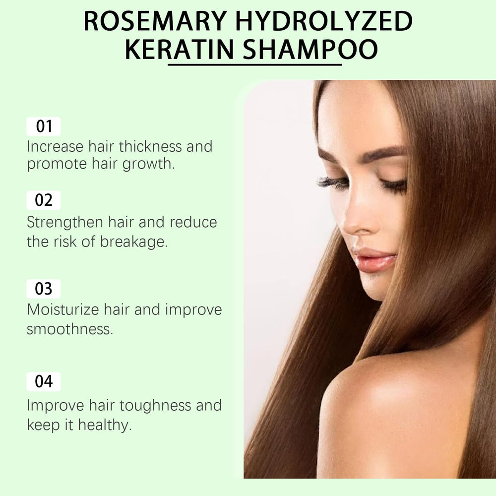 Goswar shampoo on model hair conveys potential for fuller, healthier-looking results.