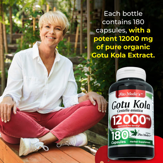 Back view of the Gotu Kola capsules bottle showing dosage information