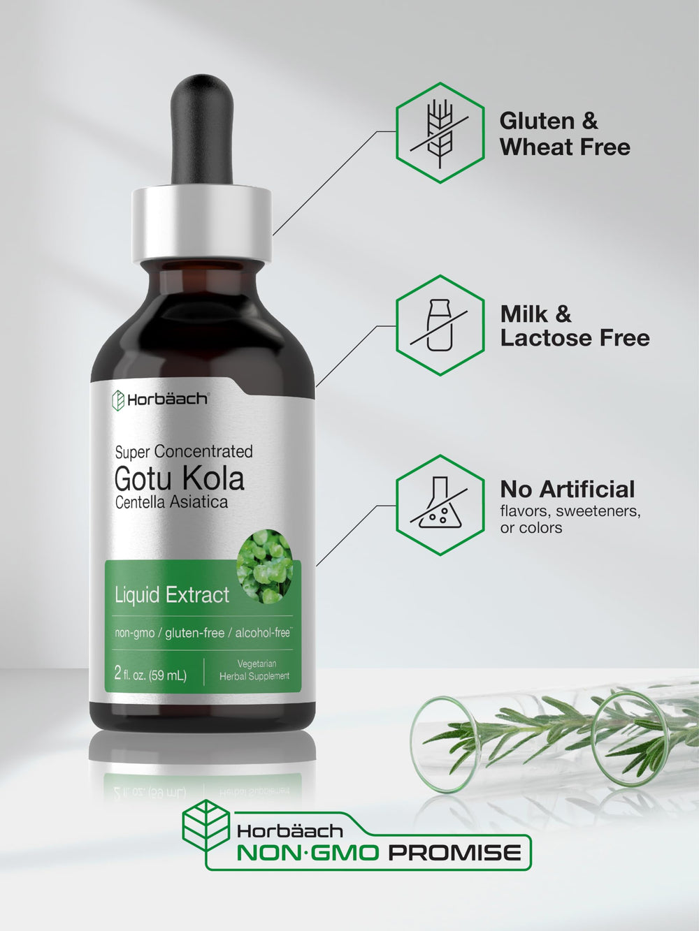 Ingredient highlights showing gluten-free, wheat-free, and non-GMO on packaging