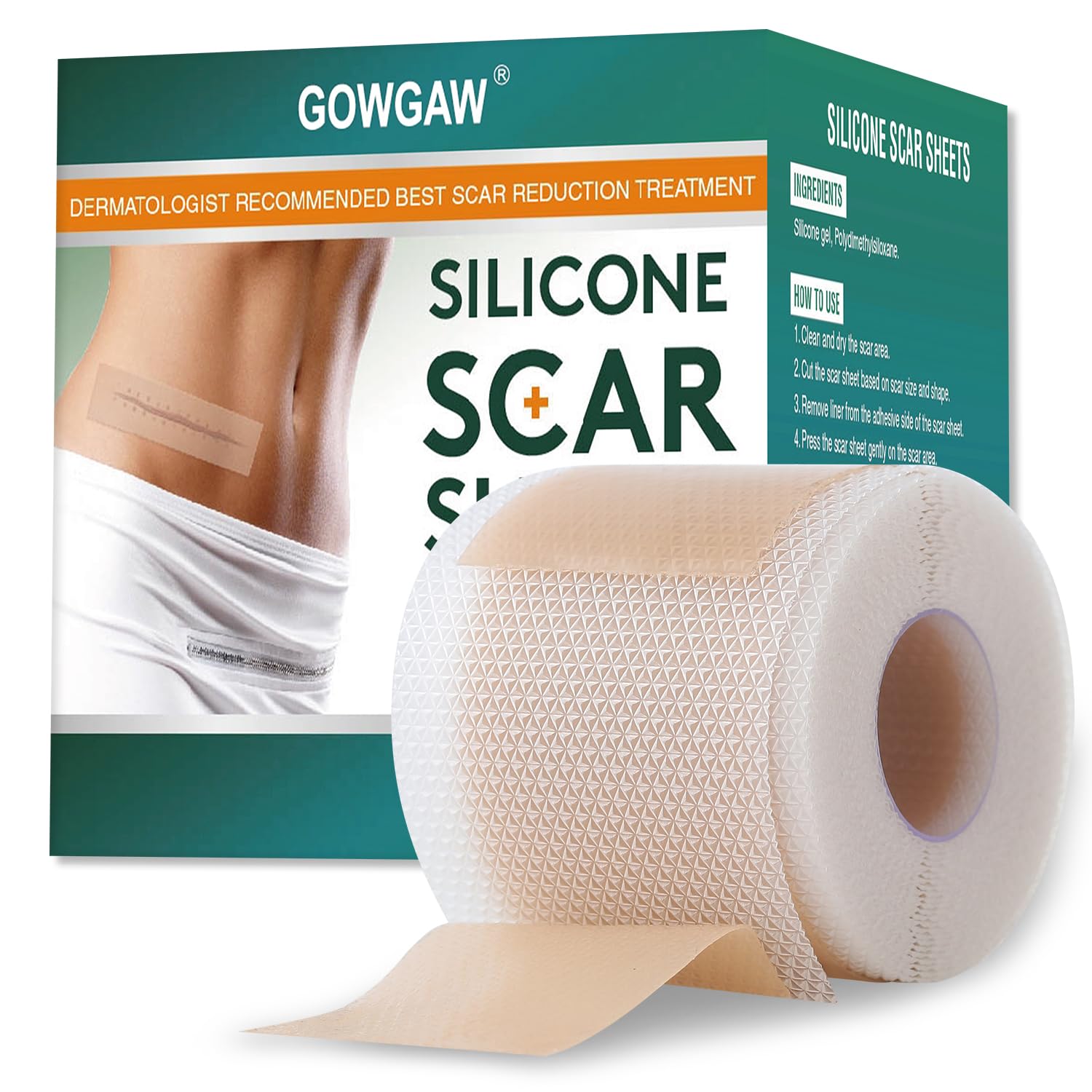 Gowgaw medical-grade silicone scar tape roll — easy application for comfortable scar management.
