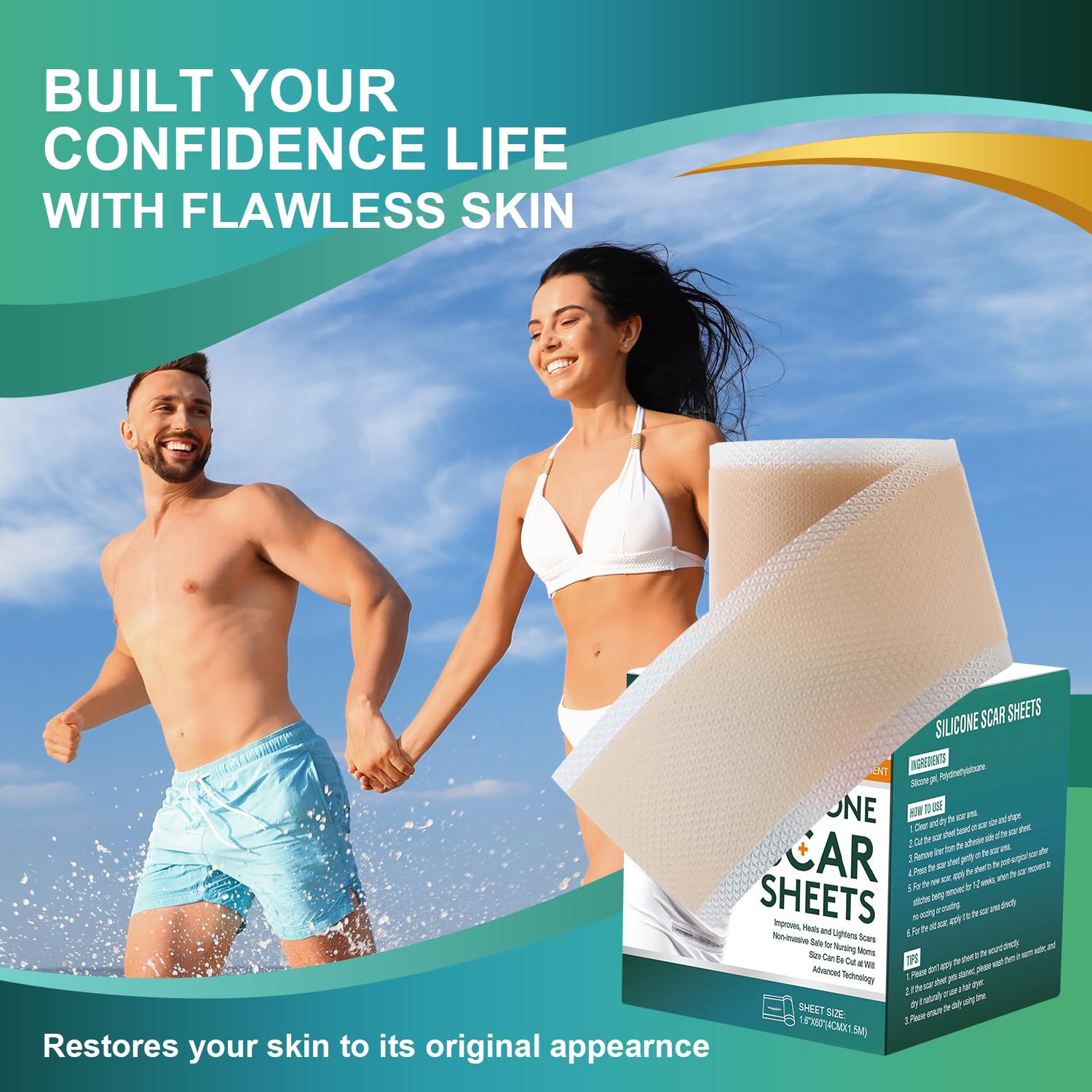 Gowgaw silicone scar tape no residue removal — easy peel without irritation.