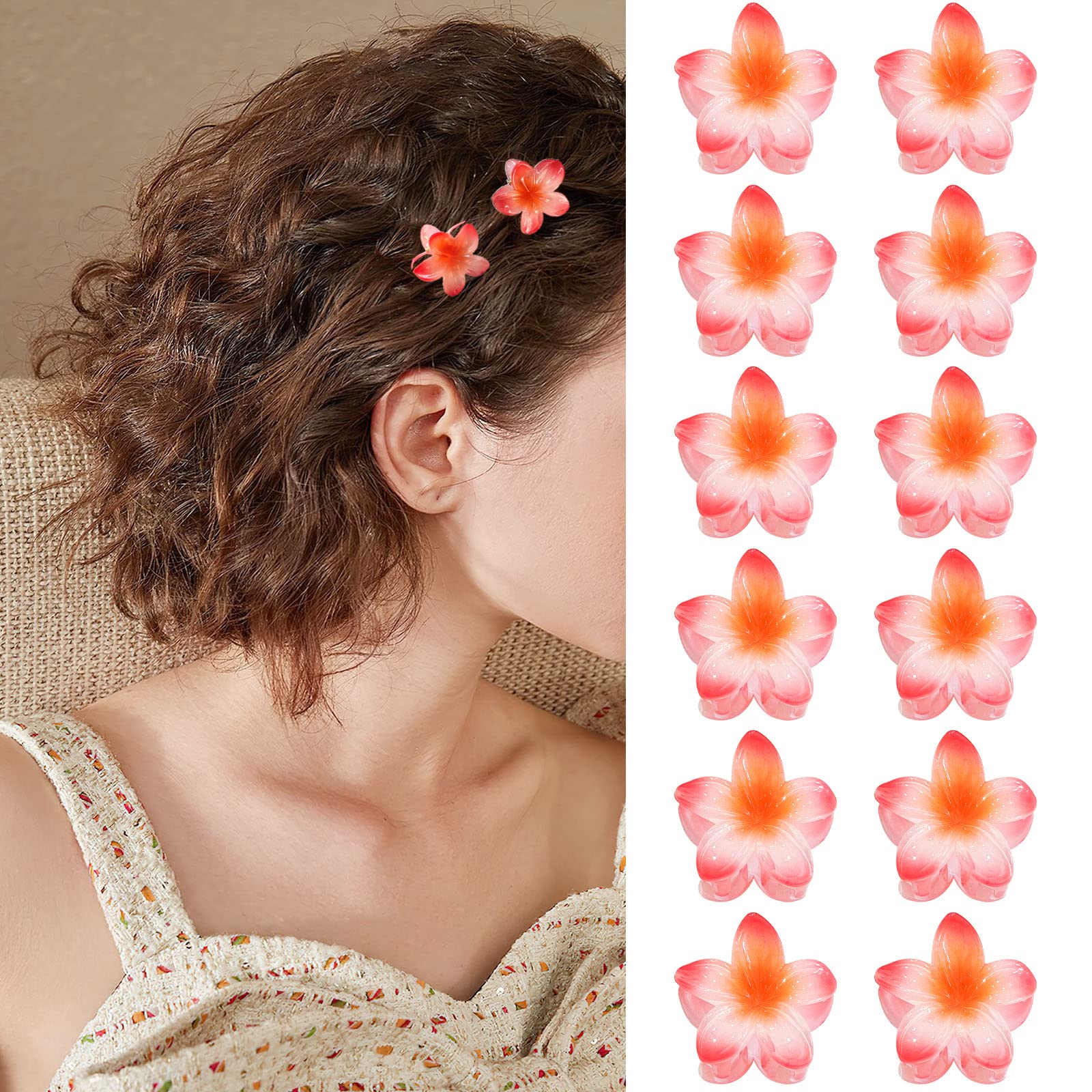GQLV mini flower clips in bright colors add a cute, feminine touch to any hairstyle.