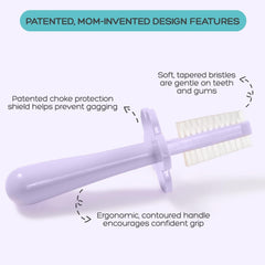 Infant silicone finger brush and dual sided toddler toothbrush setup