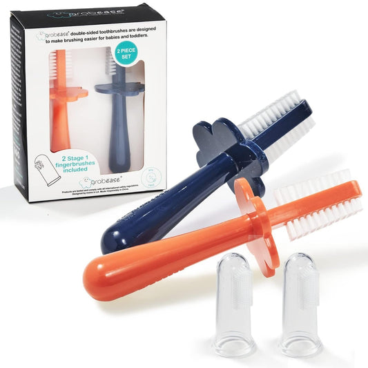 Grabease double-sided baby toothbrush navy and orange 01
