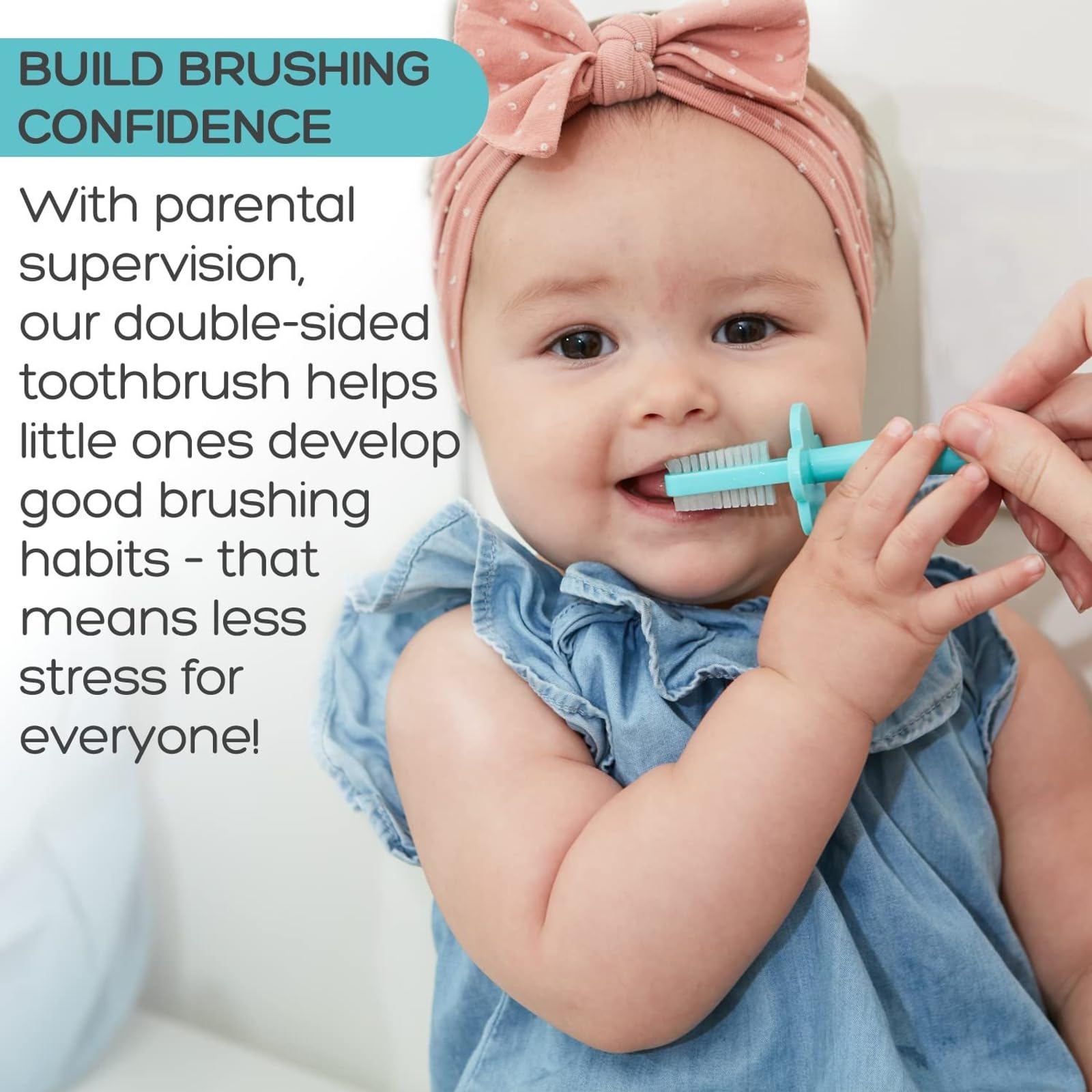 Close-up of dual-sided bristles on Grabease toddler toothbrush