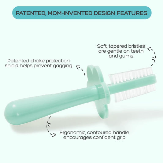 Close-up of dual-sided toothbrush design in mint