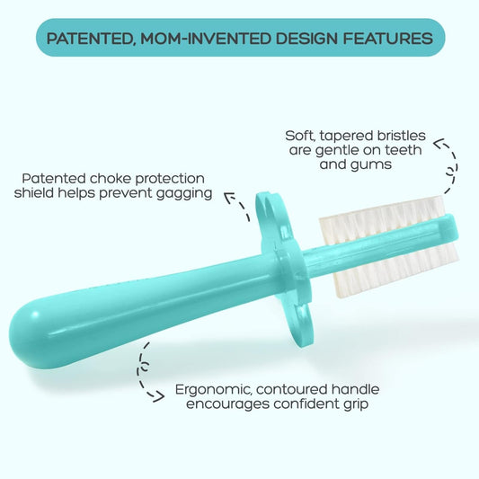 Close-up of dual-sided tapered bristles on the Grabease toothbrush
