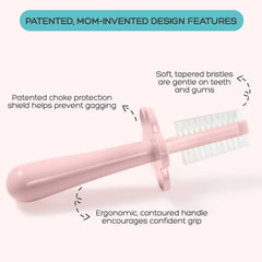 Choke protection shield on the Grabease toddler toothbrush.