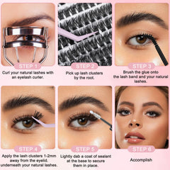 Gracefulia DIY application steps with lash clusters and seal