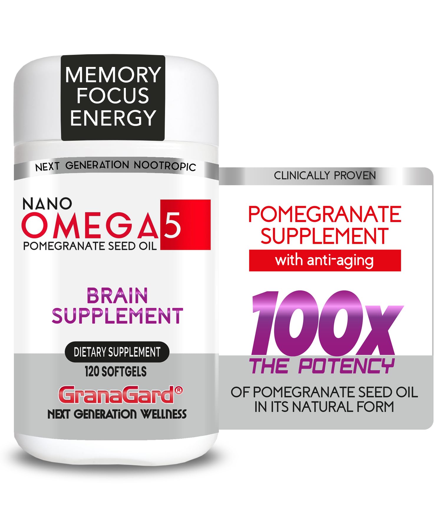 GranaGard Omega 5 brain support bottle with 120-count
