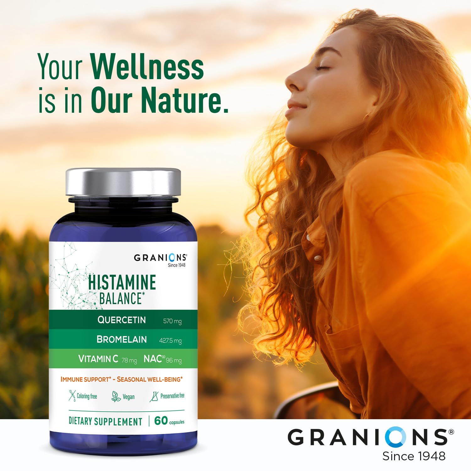Granions Histamine Balance Complex packaging on a clean background